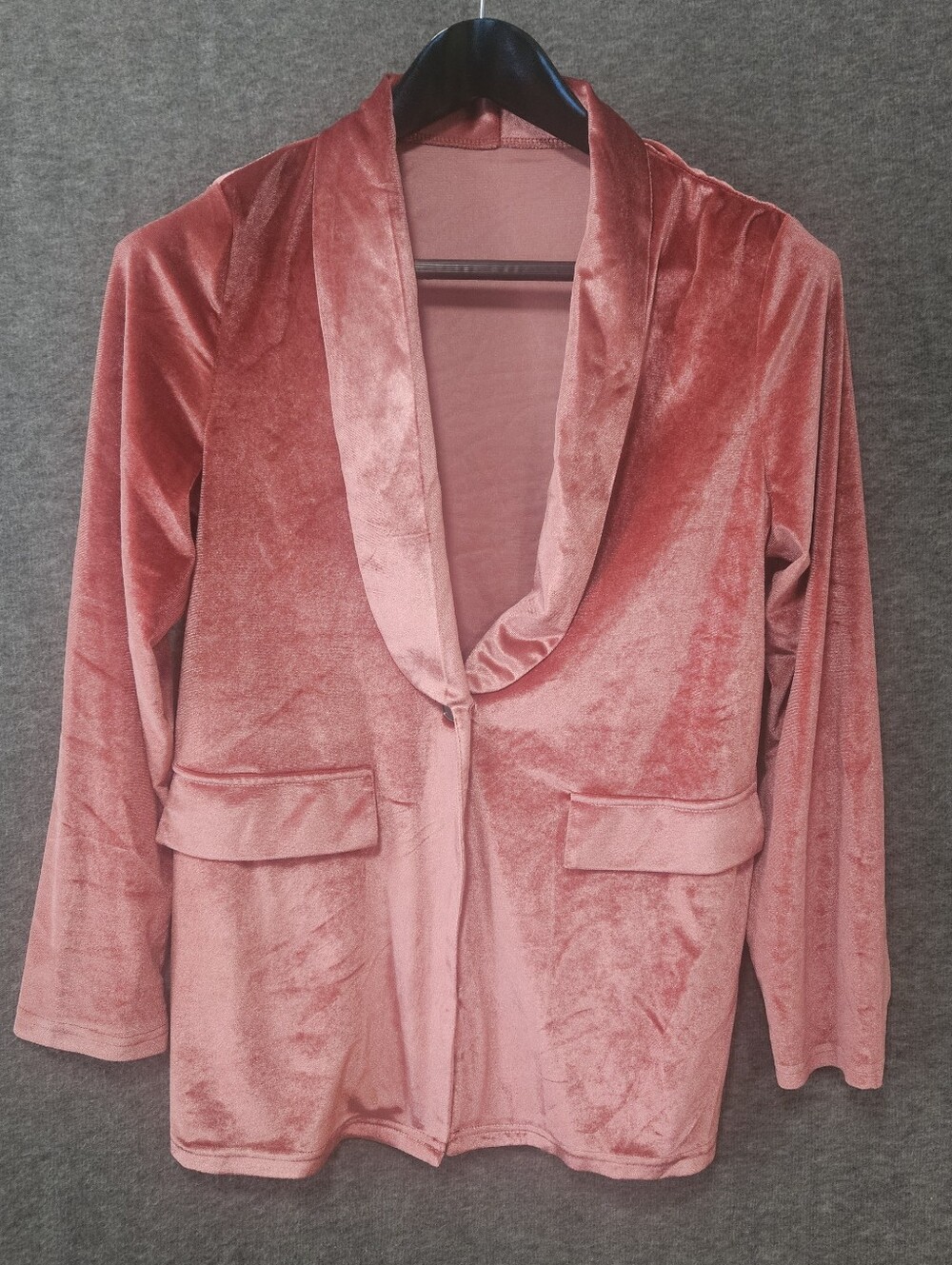Velvet Open-Front Blazer Jacket in Dusty Rose Women's Size Medium